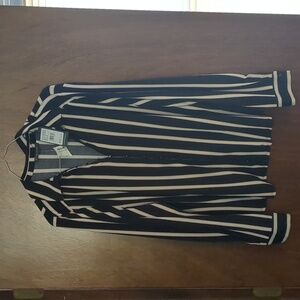 Adrianna Papell Black and Cream Striped Top Women's Size XL Brand New